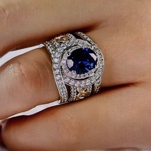 Jeulia Ring Size 7 Simulated Sapphire and Diamond Convertible Ring
